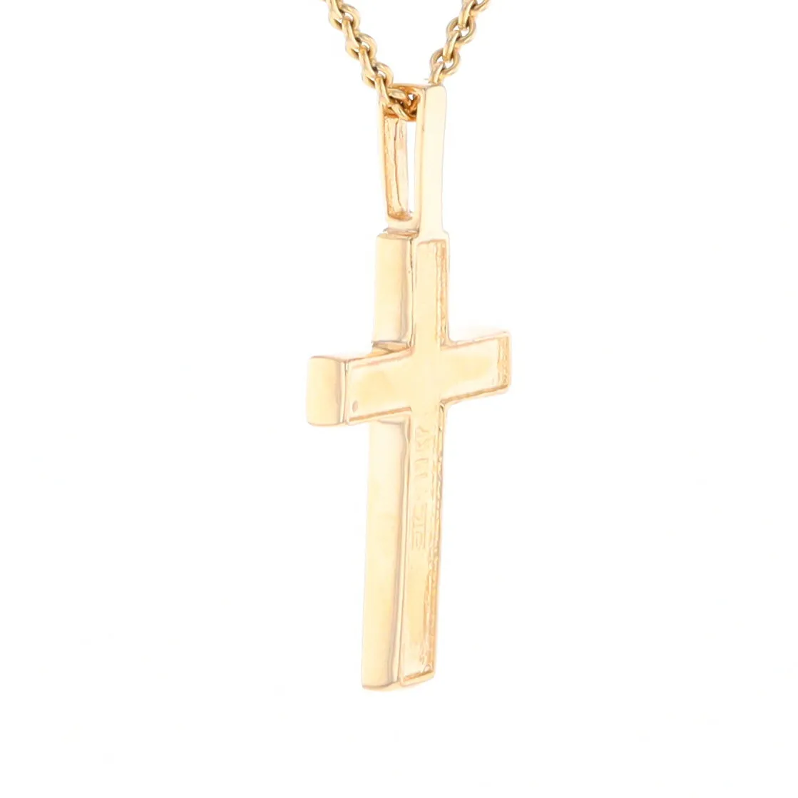 Gold Quartz Necklace 3 Section Inlaid Cross Pendant