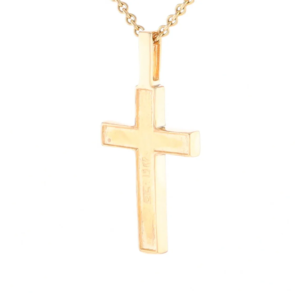 Gold Quartz Necklace 3 Section Inlaid Cross Pendant