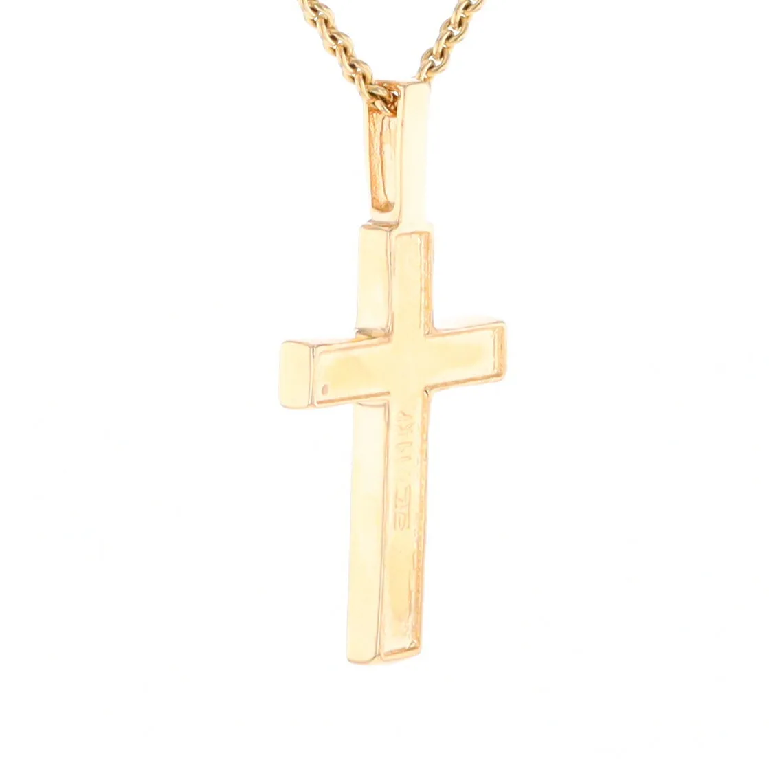 Gold Quartz Necklace 3 Section Inlaid Cross Pendant