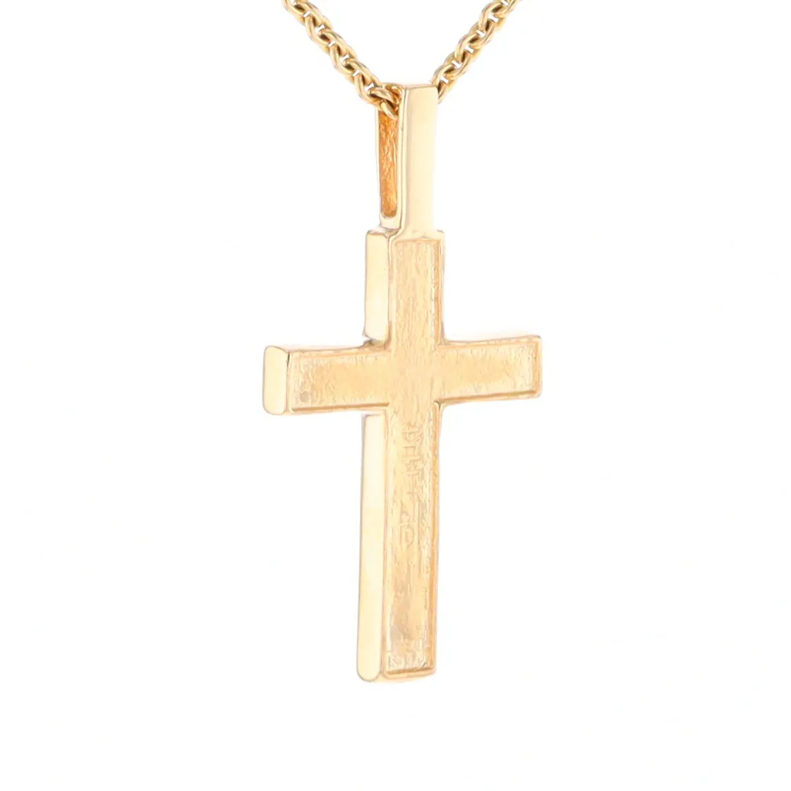 Gold Quartz Necklace 3 Section Inlaid Cross Pendant