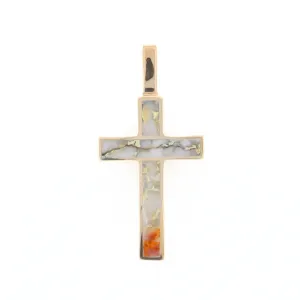 Gold Quartz Necklace 3 Section Inlaid Cross Pendant