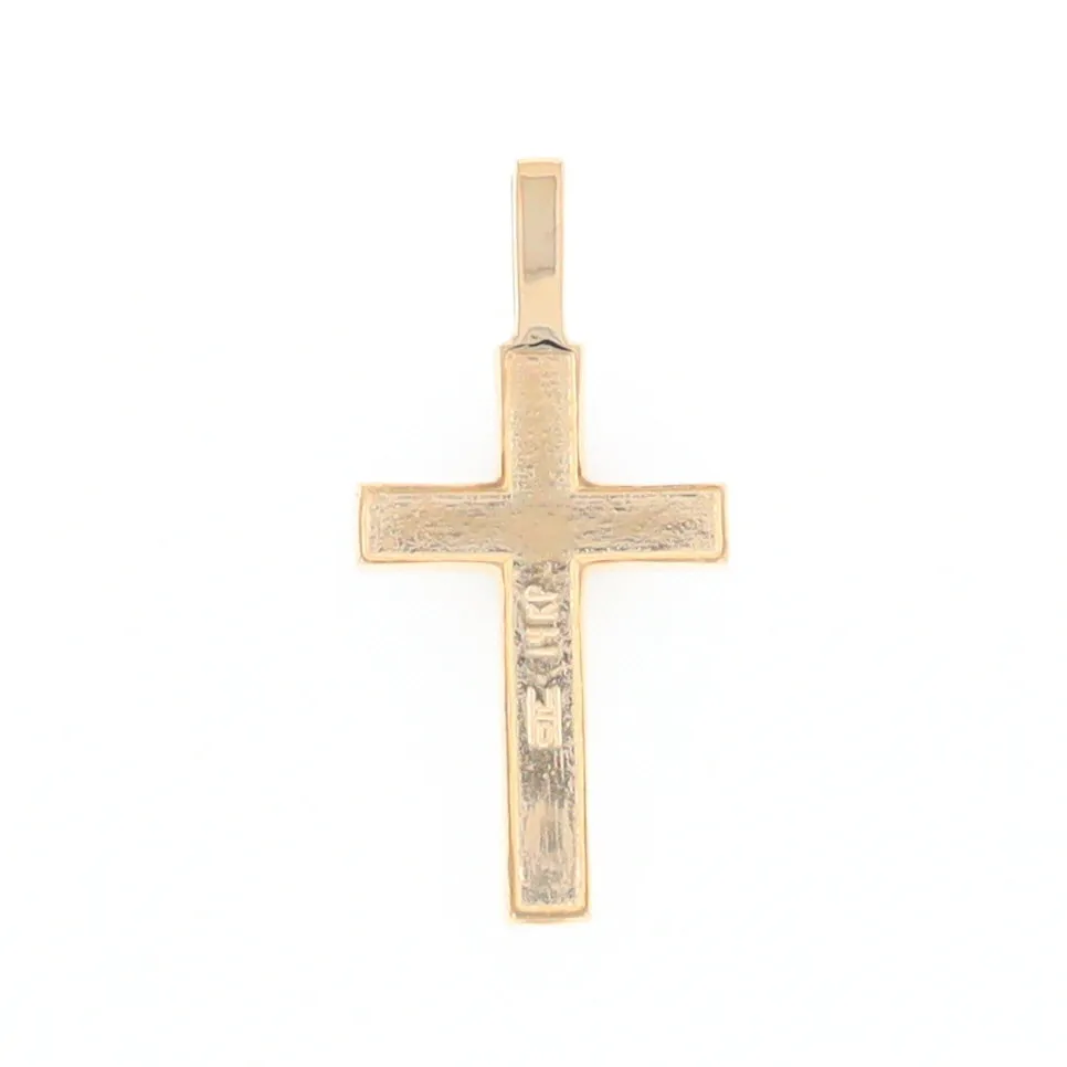 Gold Quartz Necklace 3 Section Inlaid Cross Pendant