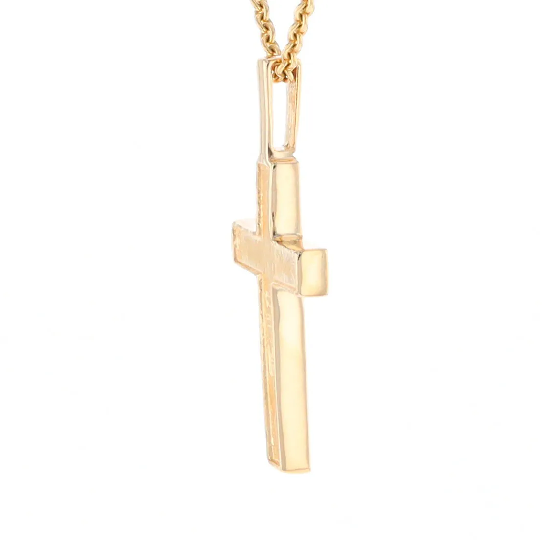 Gold Quartz Necklace 3 Section Inlaid Cross Pendant