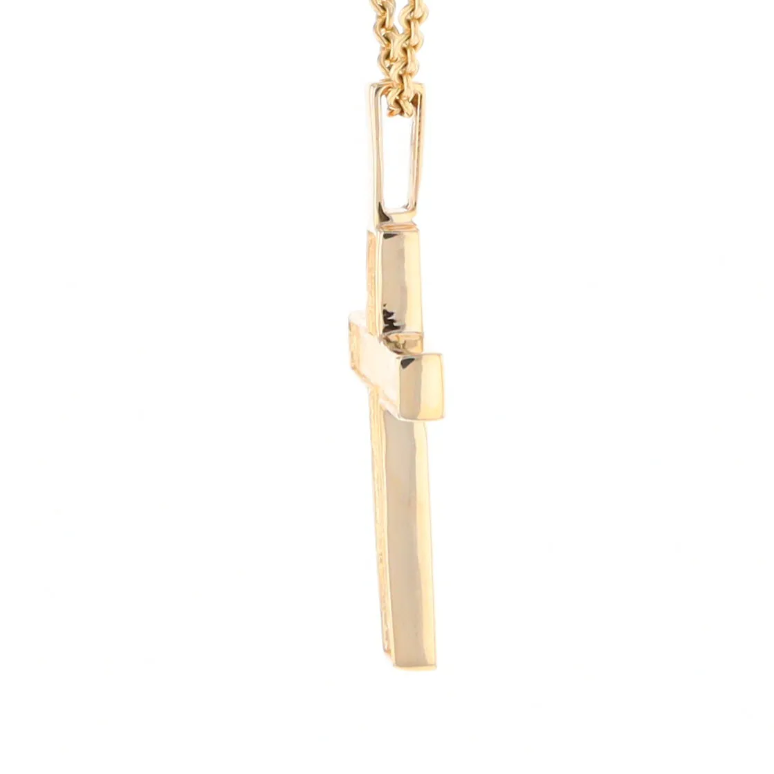 Gold Quartz Necklace 3 Section Inlaid Cross Pendant