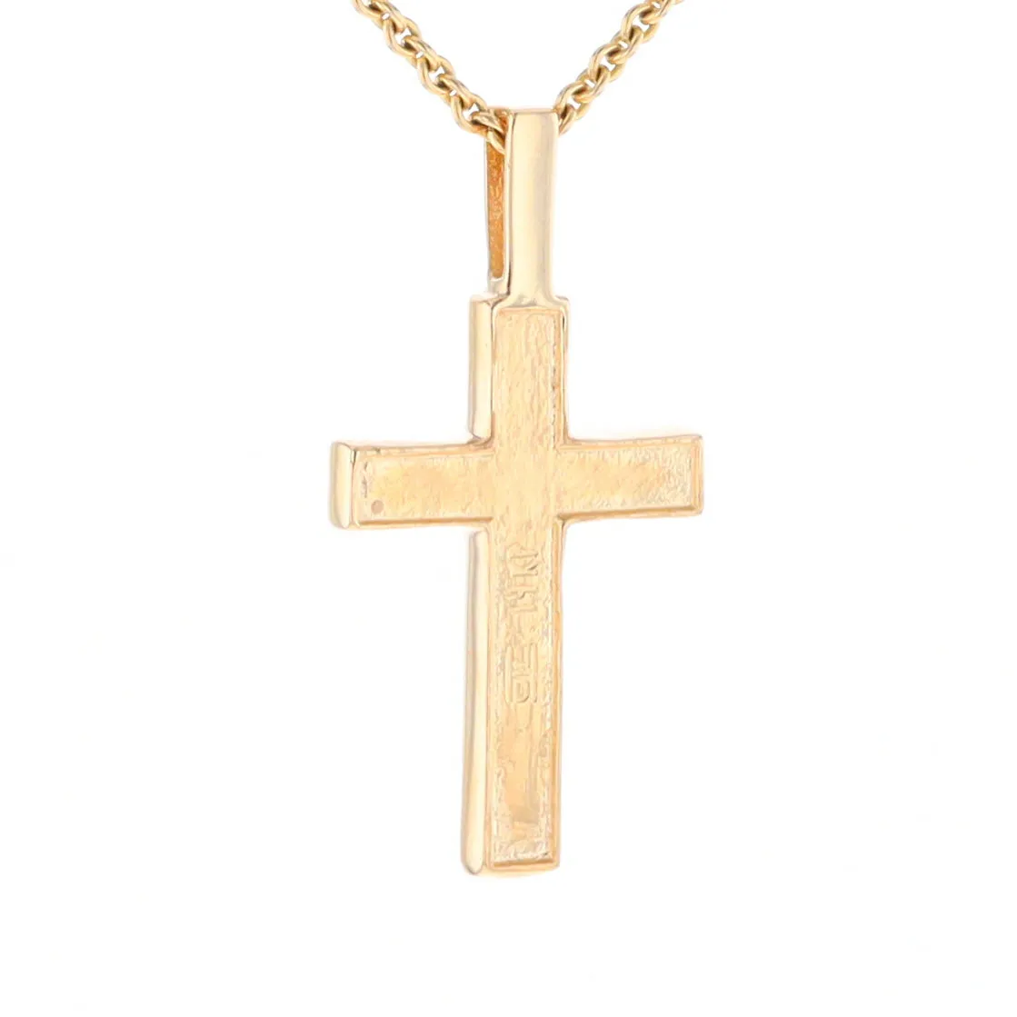 Gold Quartz Necklace 3 Section Inlaid Cross Pendant