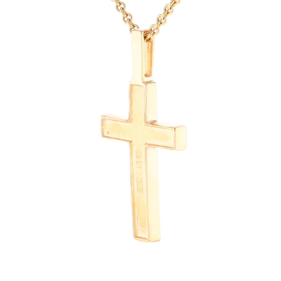 Gold Quartz Necklace 3 Section Inlaid Cross Pendant