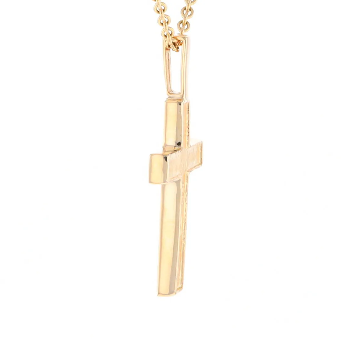 Gold Quartz Necklace 3 Section Inlaid Cross Pendant