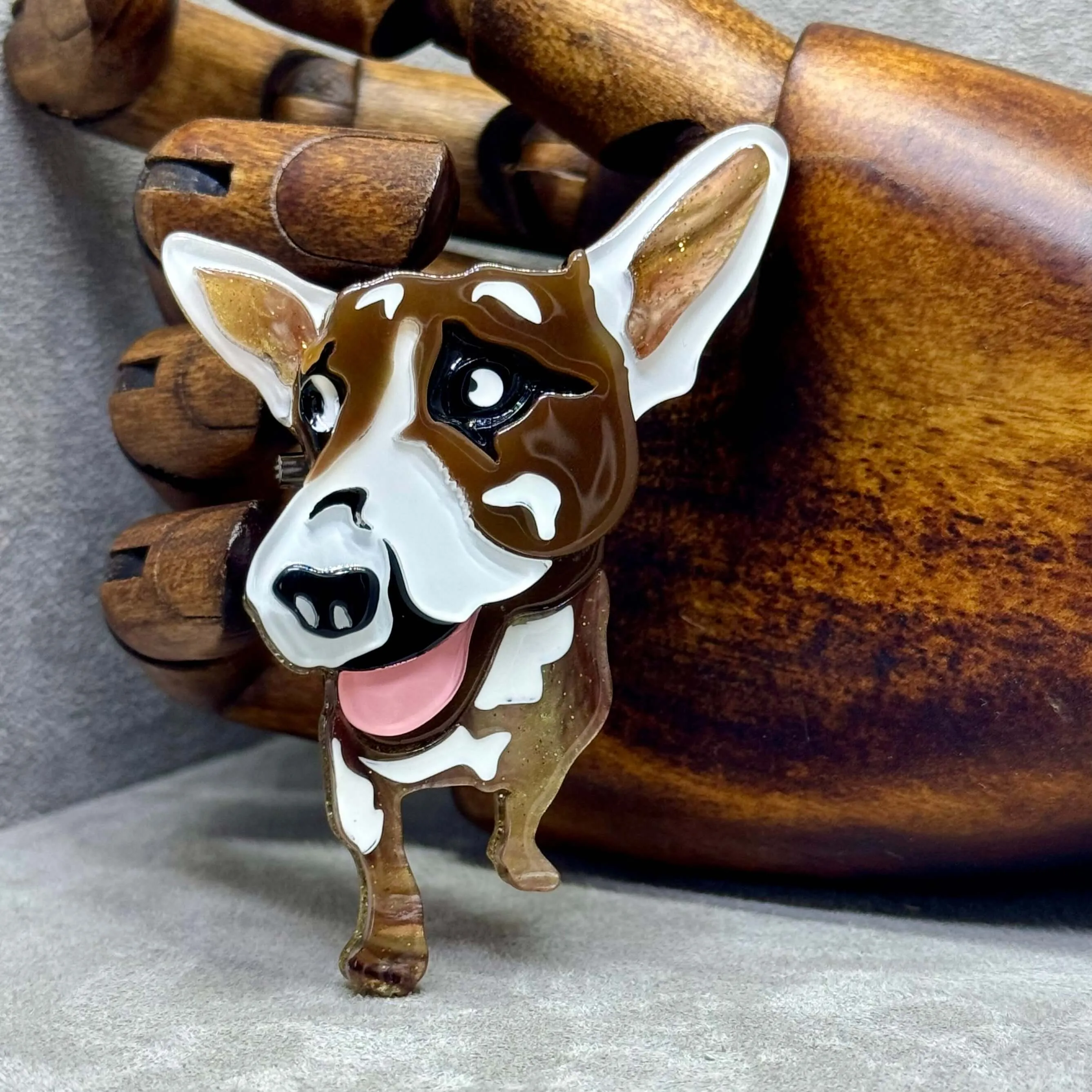 Handmade Acrylic Art Brooch - The Selfie Ready Dog