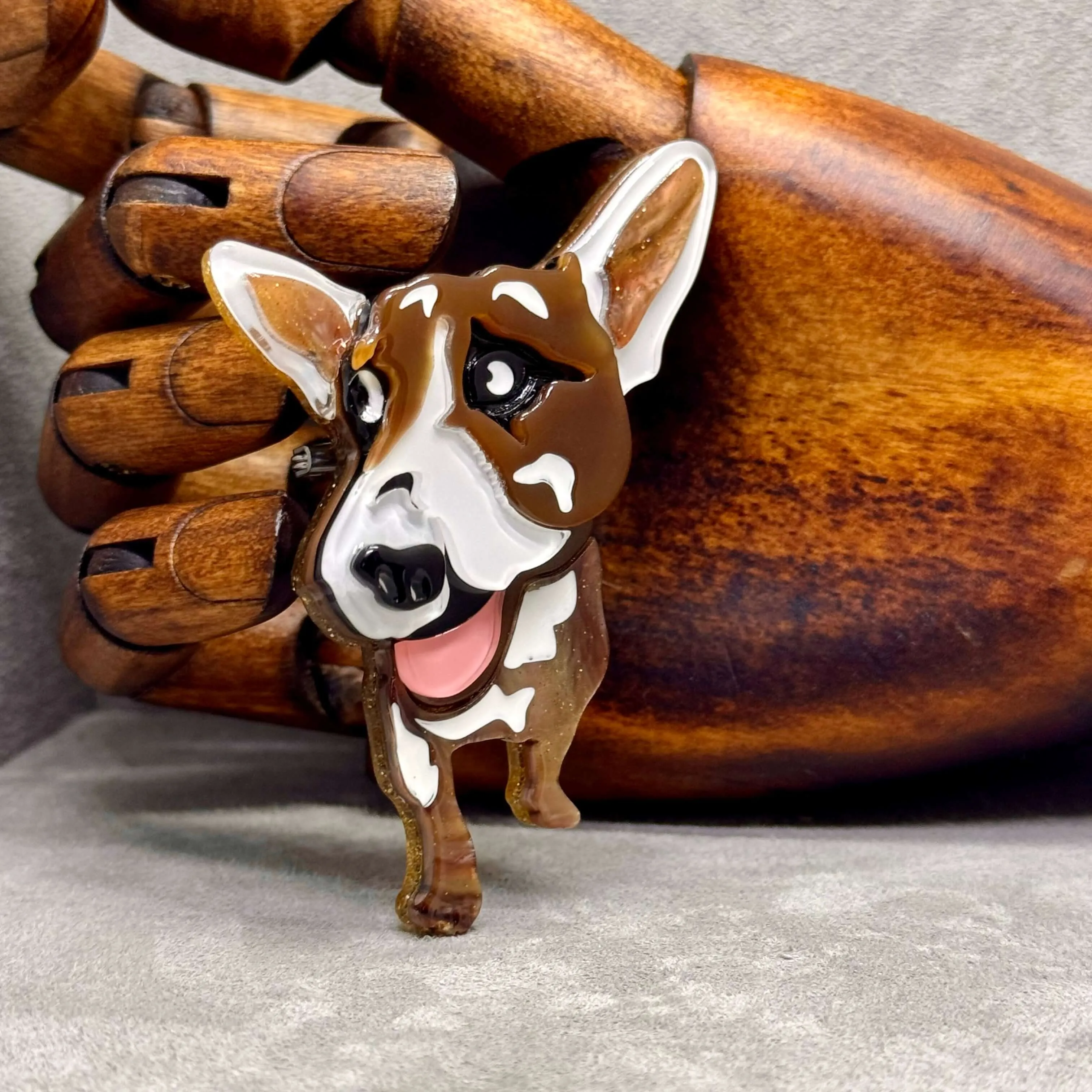 Handmade Acrylic Art Brooch - The Selfie Ready Dog