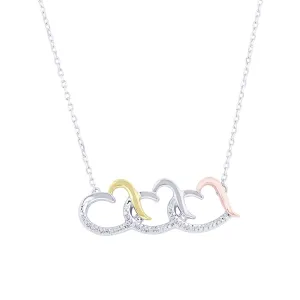 Horizontal Cascading Hearts Diamond Pendant