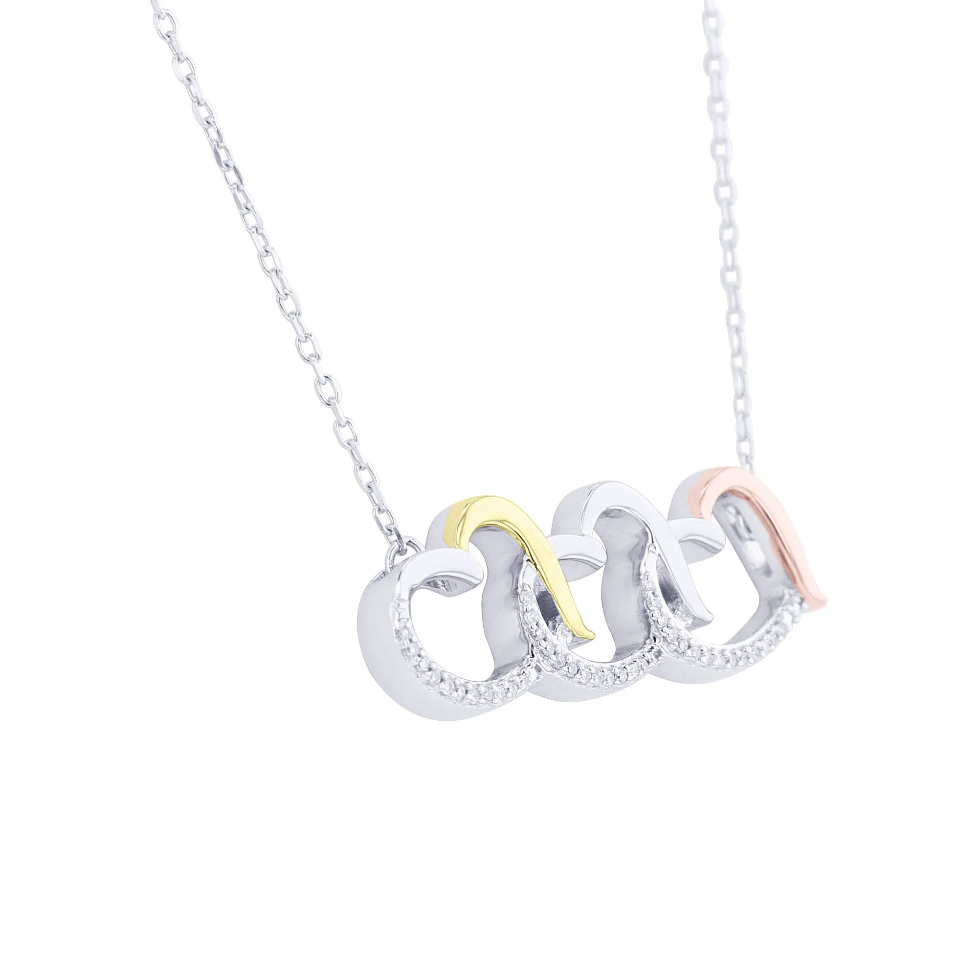 Horizontal Cascading Hearts Diamond Pendant