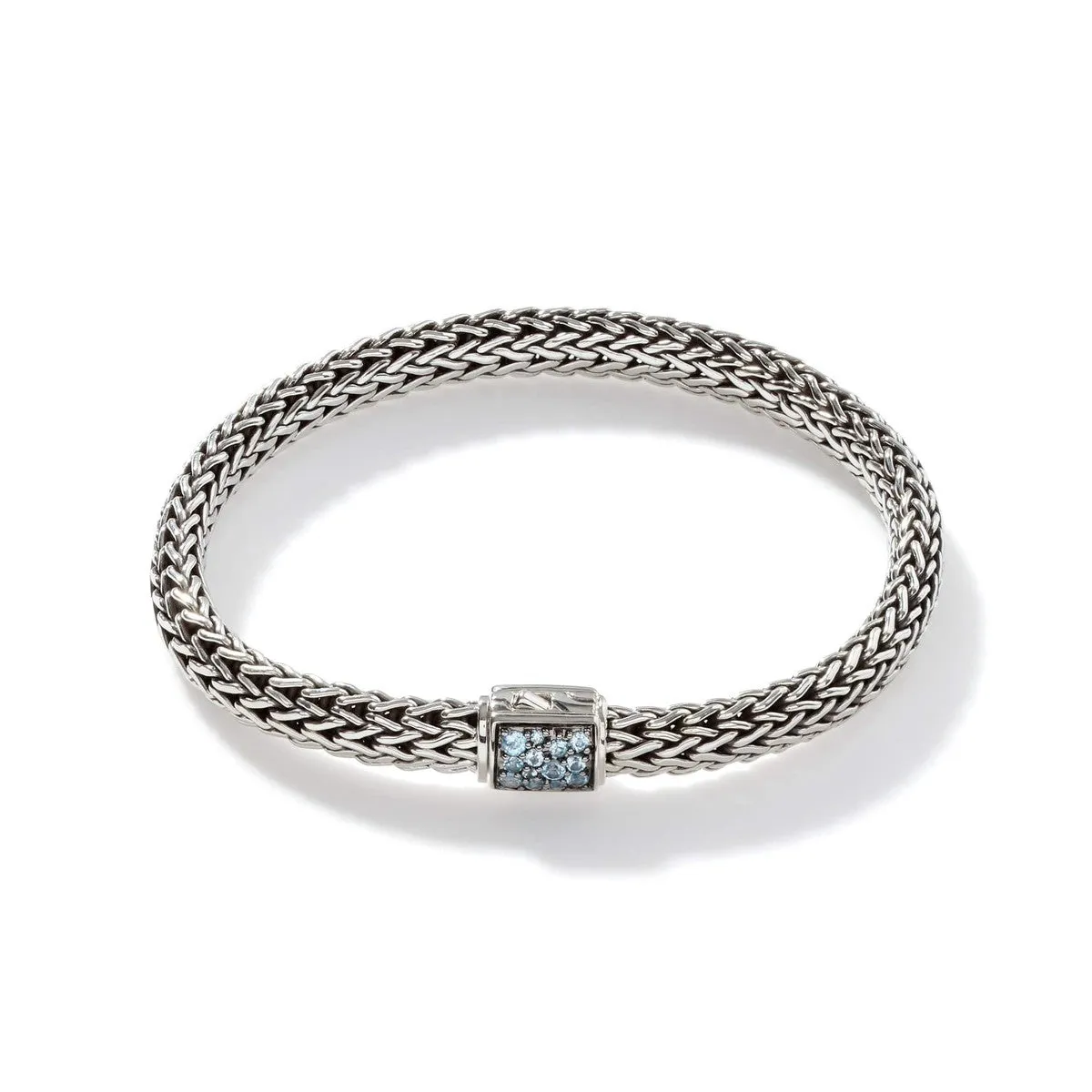 Icon Bracelet, Sterling Silver, Aquamarine Pavé, 6.5MM - BBS90422RVBLS2AQ