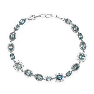 Icy Oval Aquamarine & Diamond Bracelet