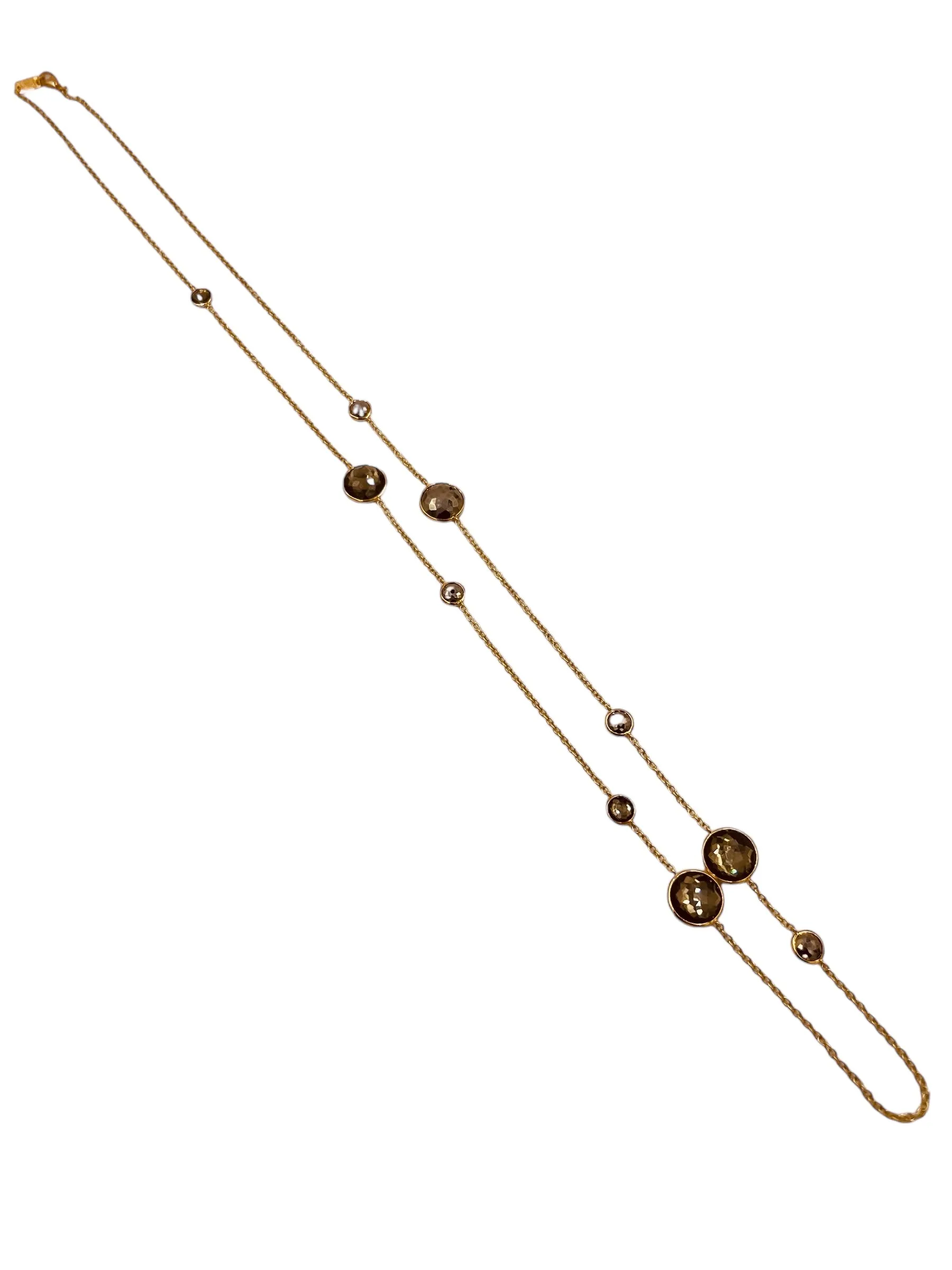 Ippolita Hematite Smokey Quartz Lollipop Yellow Gold Chain Necklace