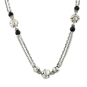 John Hardy Sterling Silver Black Onyx Bead Necklace