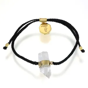 KIDS CRYSTAL BRACELET - BLACK WITH QUARTZ - GOLD