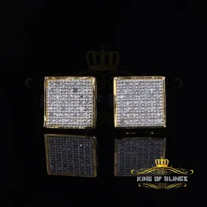 King of Blings-0.25ct Diamond 925 Sterling SilverYellow Princess Shape Stud Earring For Womens