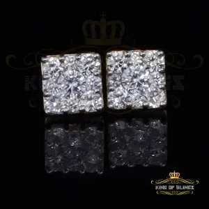 King of Bling's 925 Yellow 1.46ct Sterling Silver Cubic Zirconia Women's & Men's Square Earrings