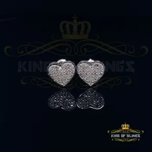 King Of Bling's Aretes Para Hombre Heart 925 White Silver 0.25ct Diamond Women's /Men's Earrings