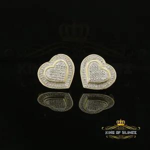 King of Blings-Aretes Para Hombre Heart 925 Yellow Silver 0.33ct Diamond Women's Style Earrings