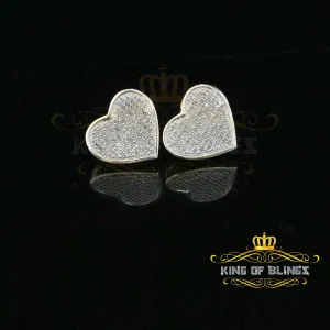 King of Blings-Aretes Para Hombre Heart 925 Yellow Silver 0.66ct Diamond Women's /Men's Earring