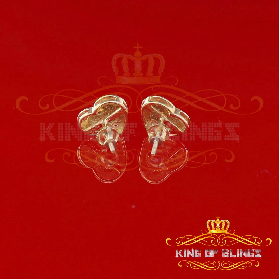 King of Blings-Aretes Para Hombre Heart Yellow Silver 0.25ct Diamond Women's /Men's Earrings