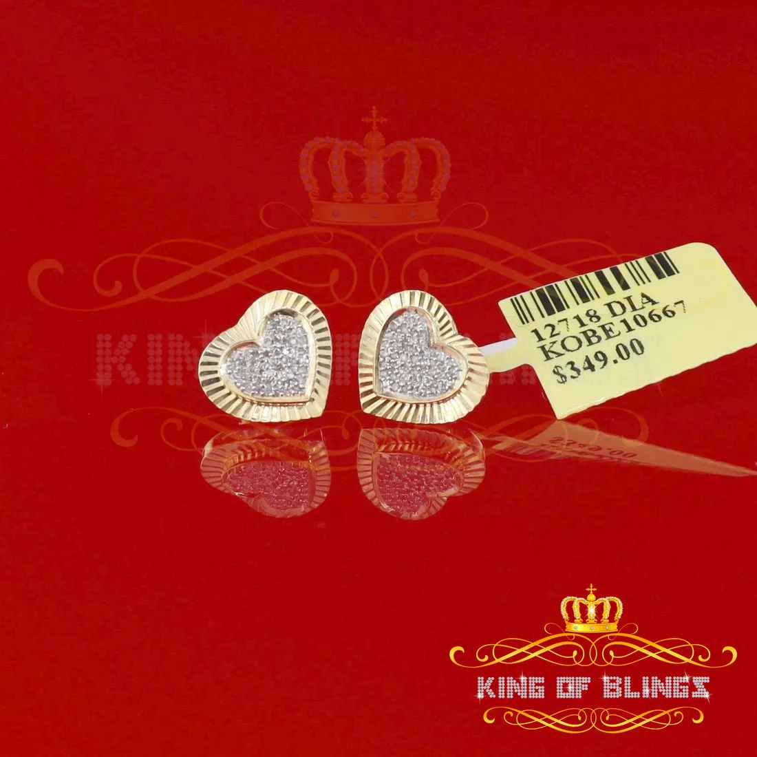 King of Blings-Aretes Para Hombre Heart Yellow Silver 0.25ct Diamond Women's /Men's Earrings