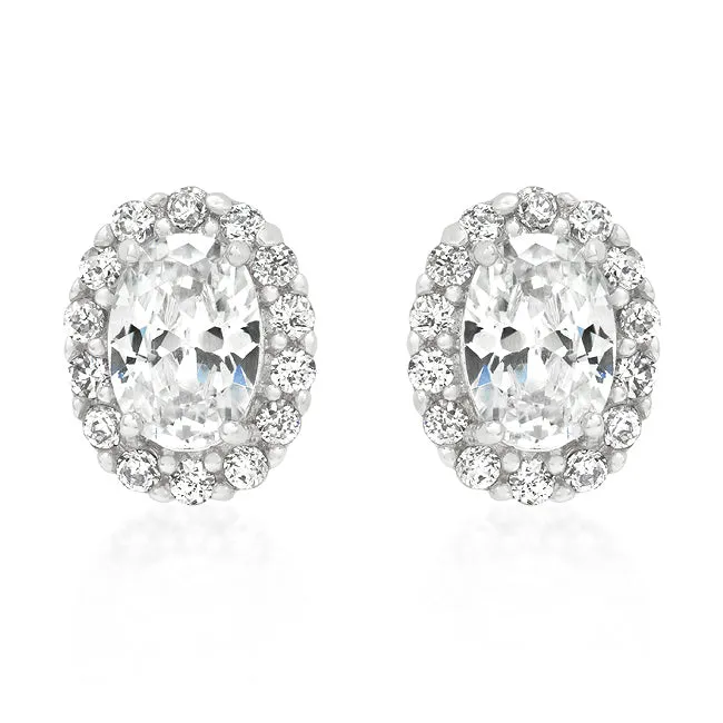 Kira Oval Halo Stud Earrings