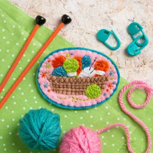 Knitting Basket Felt Craft Brooch Kit