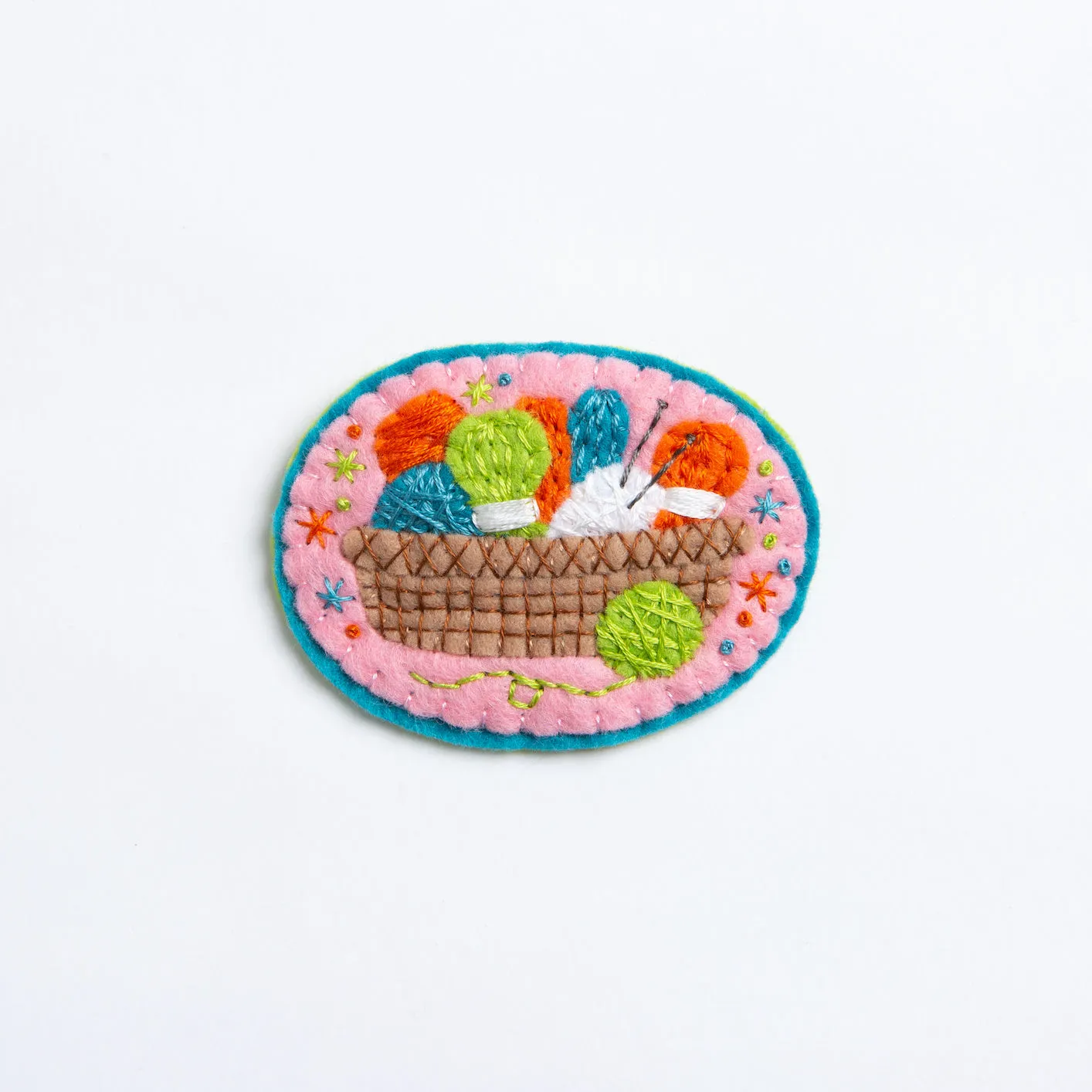 Knitting Basket Felt Craft Brooch Kit