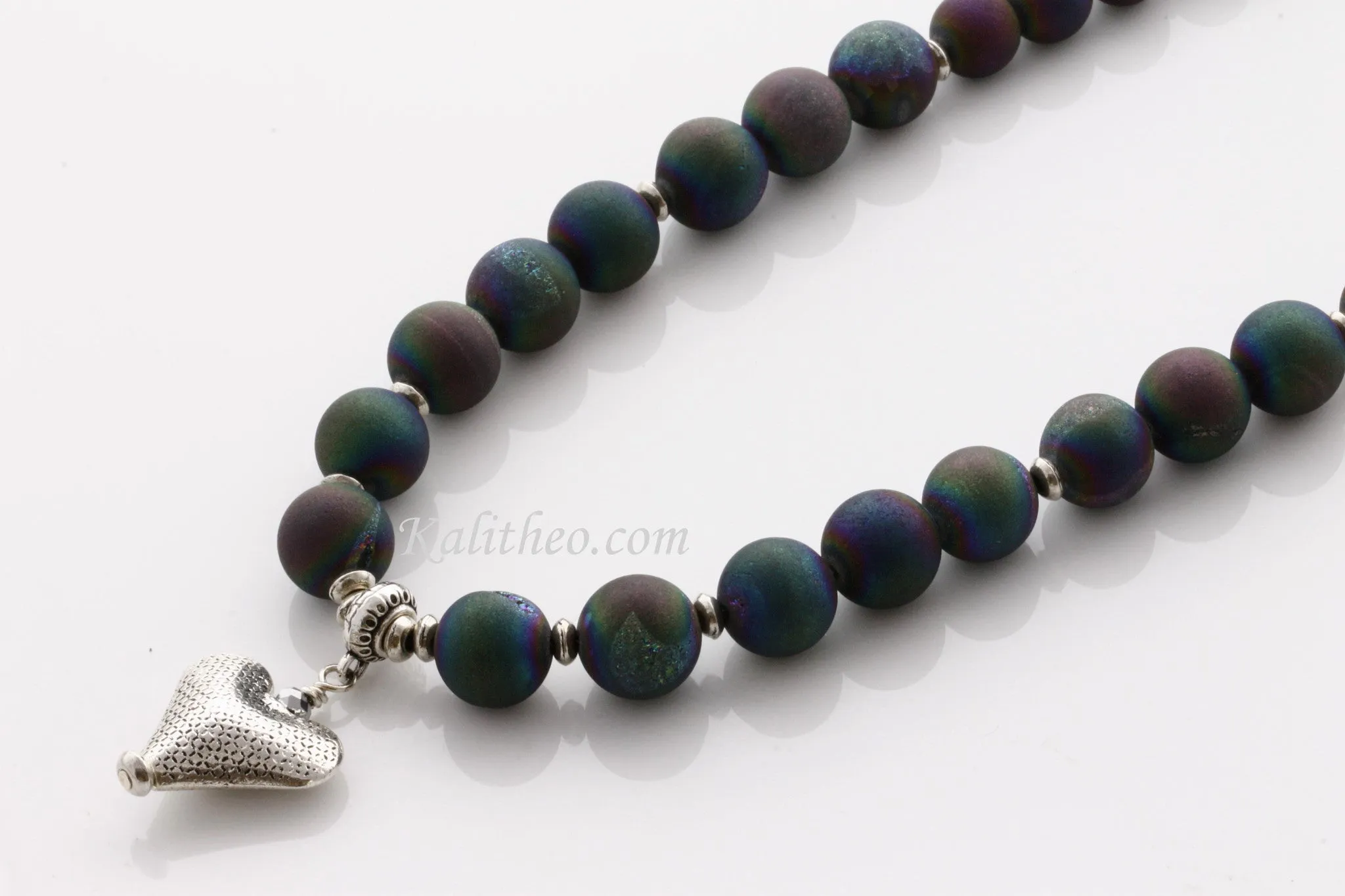 KTC-240 "Peacock Glamour" Agate Necklace