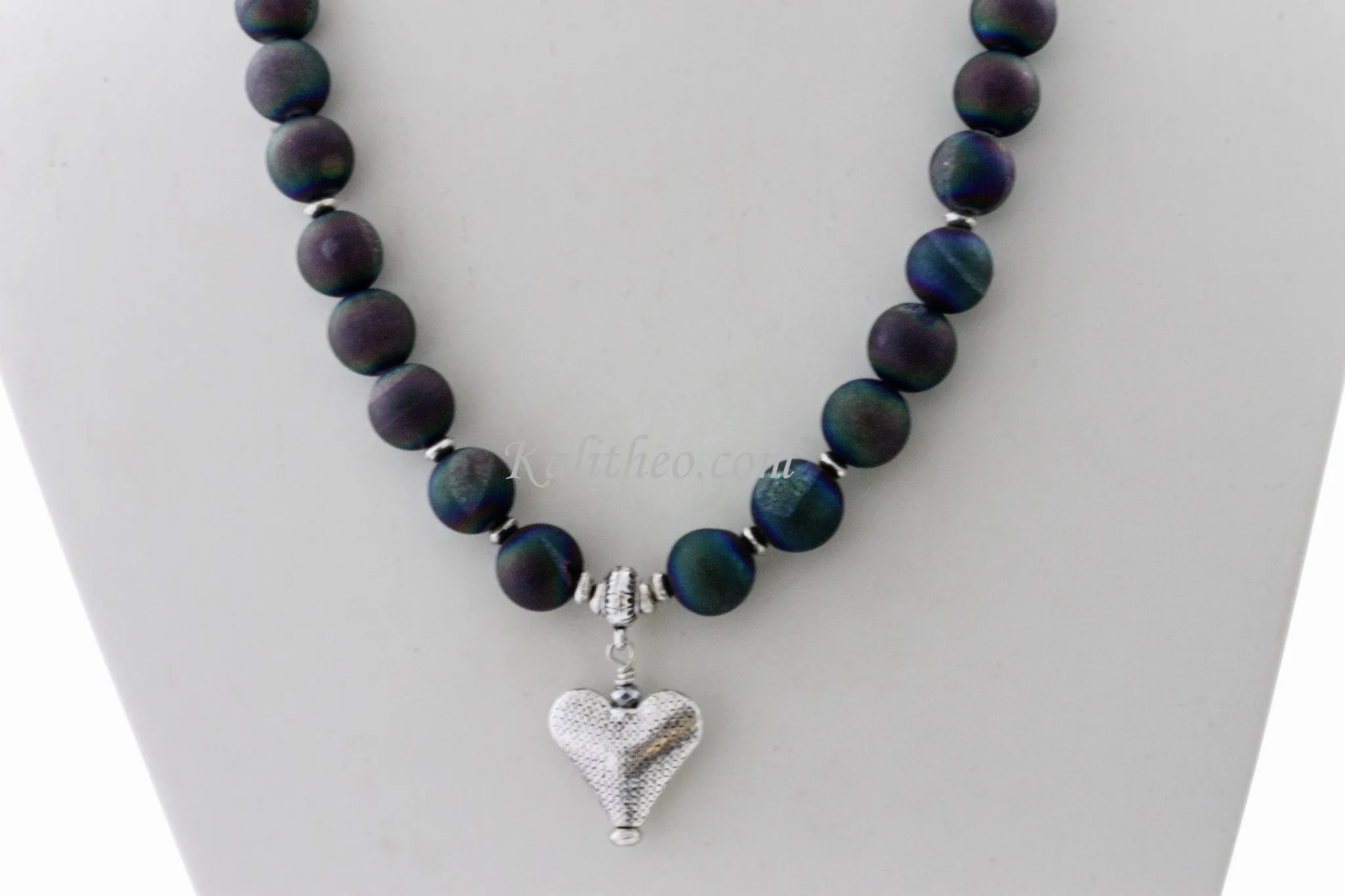 KTC-240 "Peacock Glamour" Agate Necklace