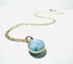 Larimar Gemstone Necklace, Layering Necklace