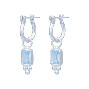 Stunning Mini Hoop Earrings in Sterling Silver with Lia Blue Topaz