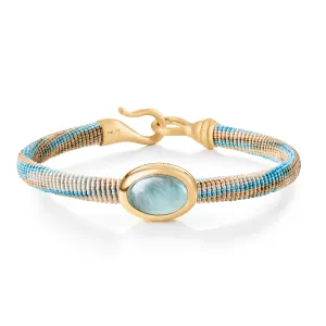 Life 6mm Cornflower 18K Gold Bracelet w. Aquamarine