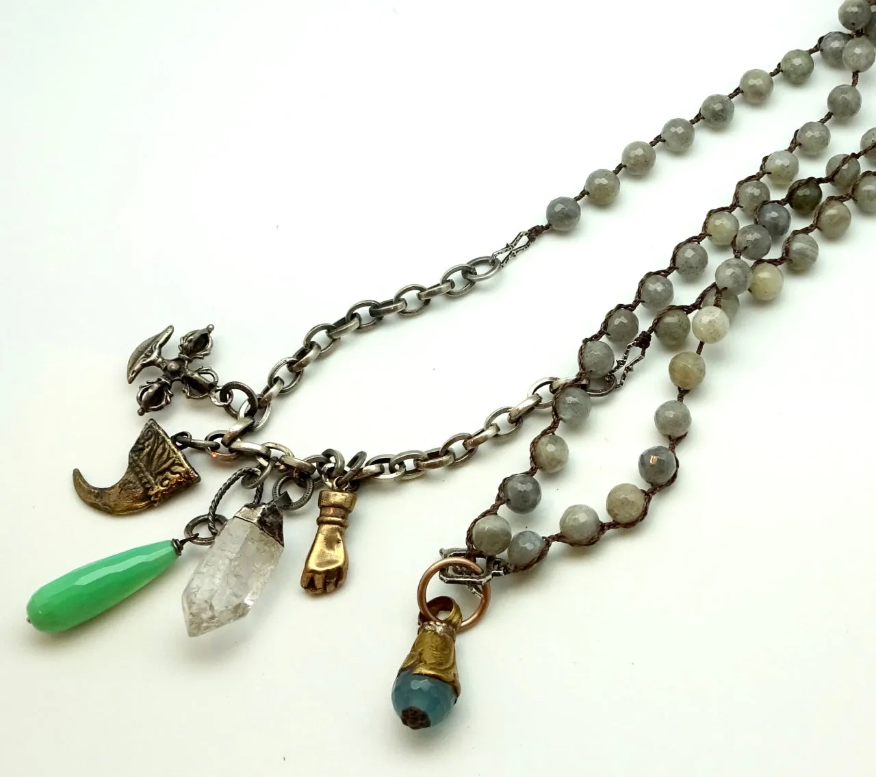 Love Heals Magnificent Strength Labradorite Mala Necklace