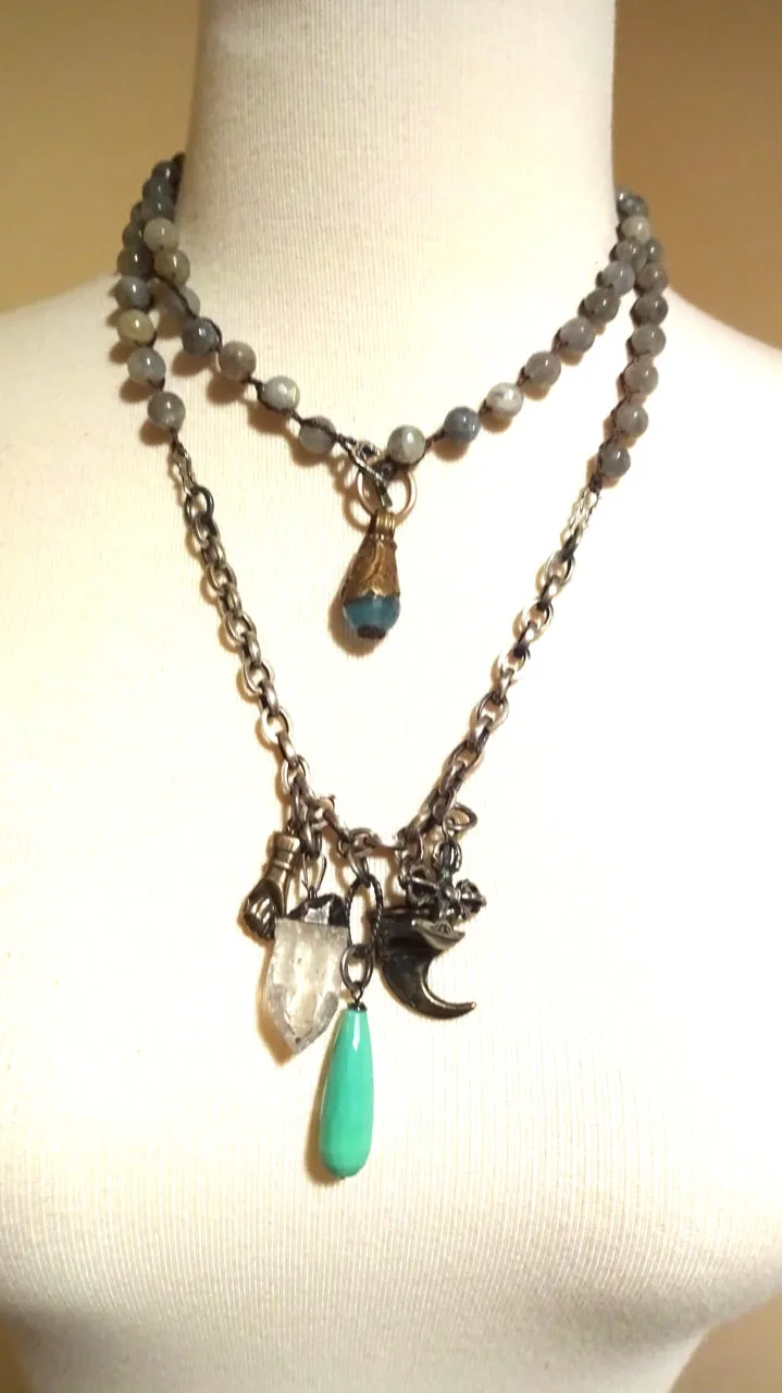 Love Heals Magnificent Strength Labradorite Mala Necklace