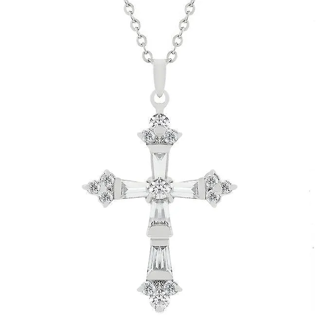 Magan CZ Silver Cross Pendant