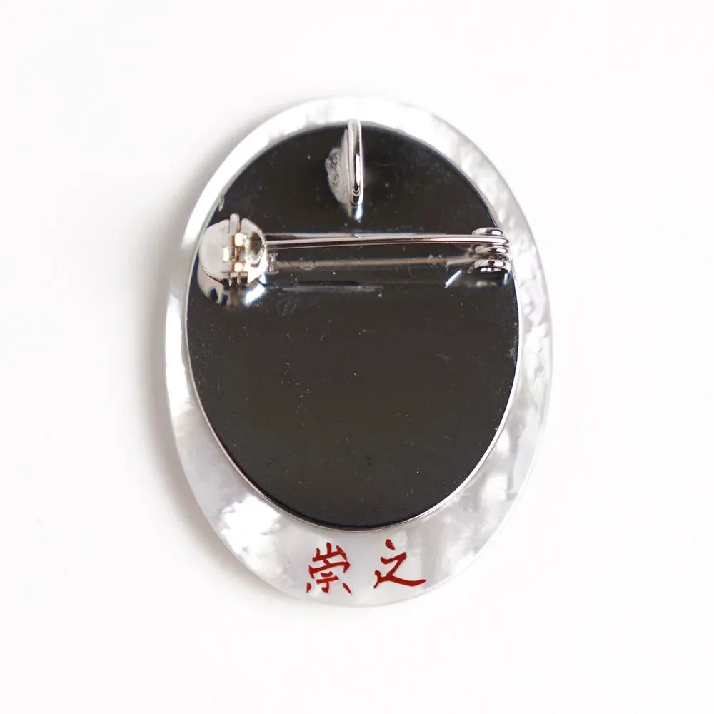 Maki-e Urushi Lacquer Brooch - White South Sea Pearl Shell / Frog -, Traditional Japanese Urushi Lacquer Jewelry