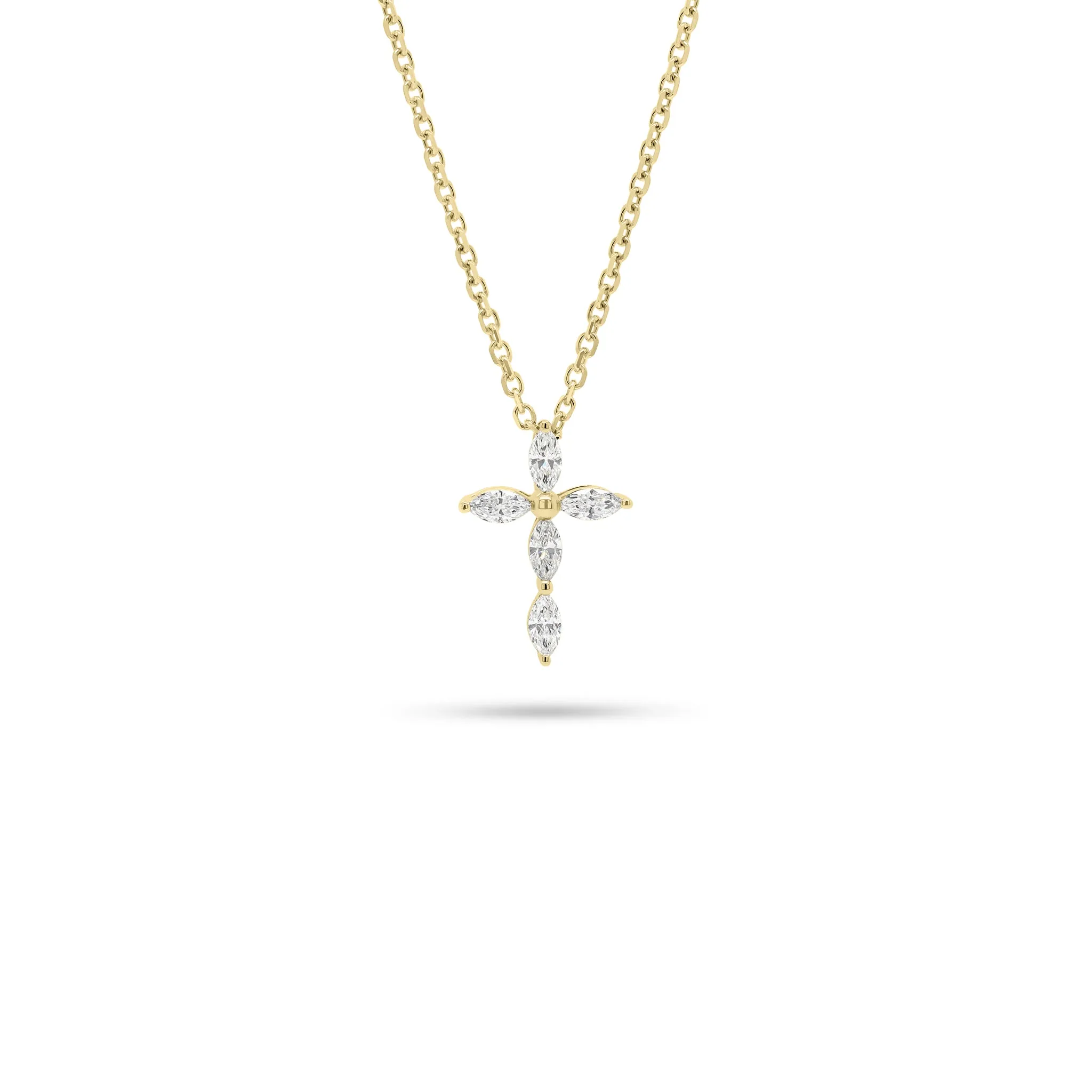 Marquise Diamond Cross Pendant Necklace