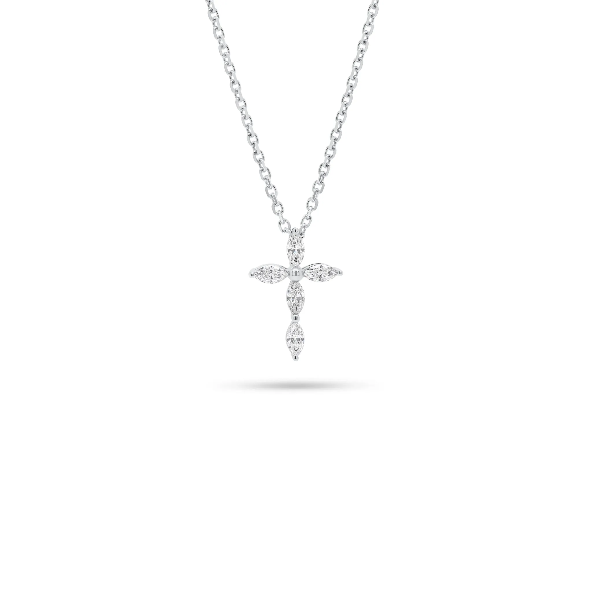 Marquise Diamond Cross Pendant Necklace