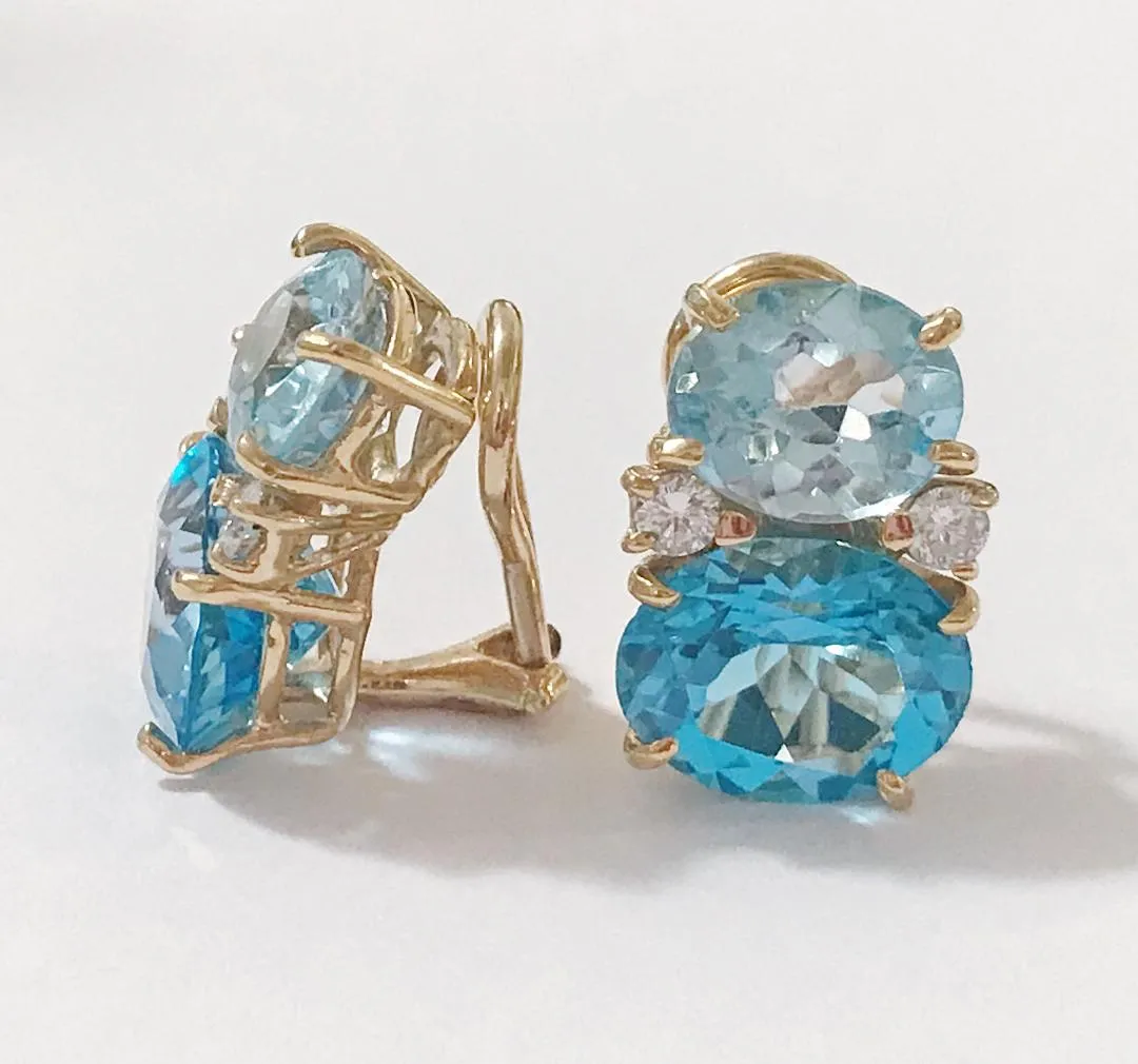 Medium GUM DROP™ Earrings with Two-Toned Blue Topaz and Diamonds