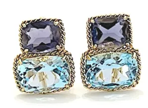 Medium GUM DROP™ Earrings with Two-Toned Blue Topaz and Diamonds