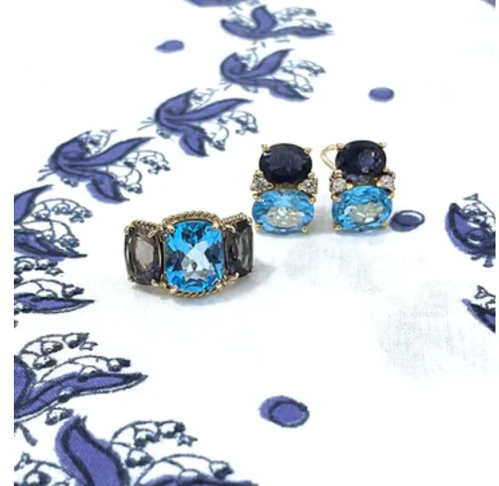 Medium GUM DROP™ Earrings with Two-Toned Blue Topaz and Diamonds