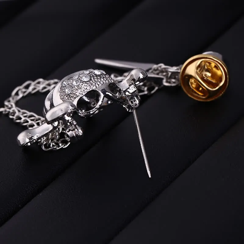 Men's Gothic Skull Lightning Chain Brooch