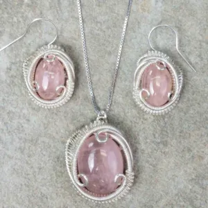 Morganite Jewelry Necklace Earring Set