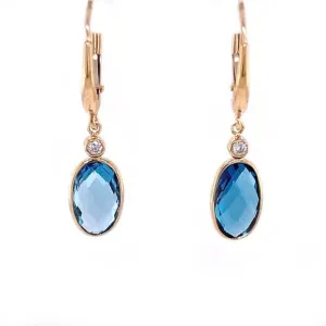 Mountz Collection London Blue Topaz Drop Earrings in 14K Yellow Gold