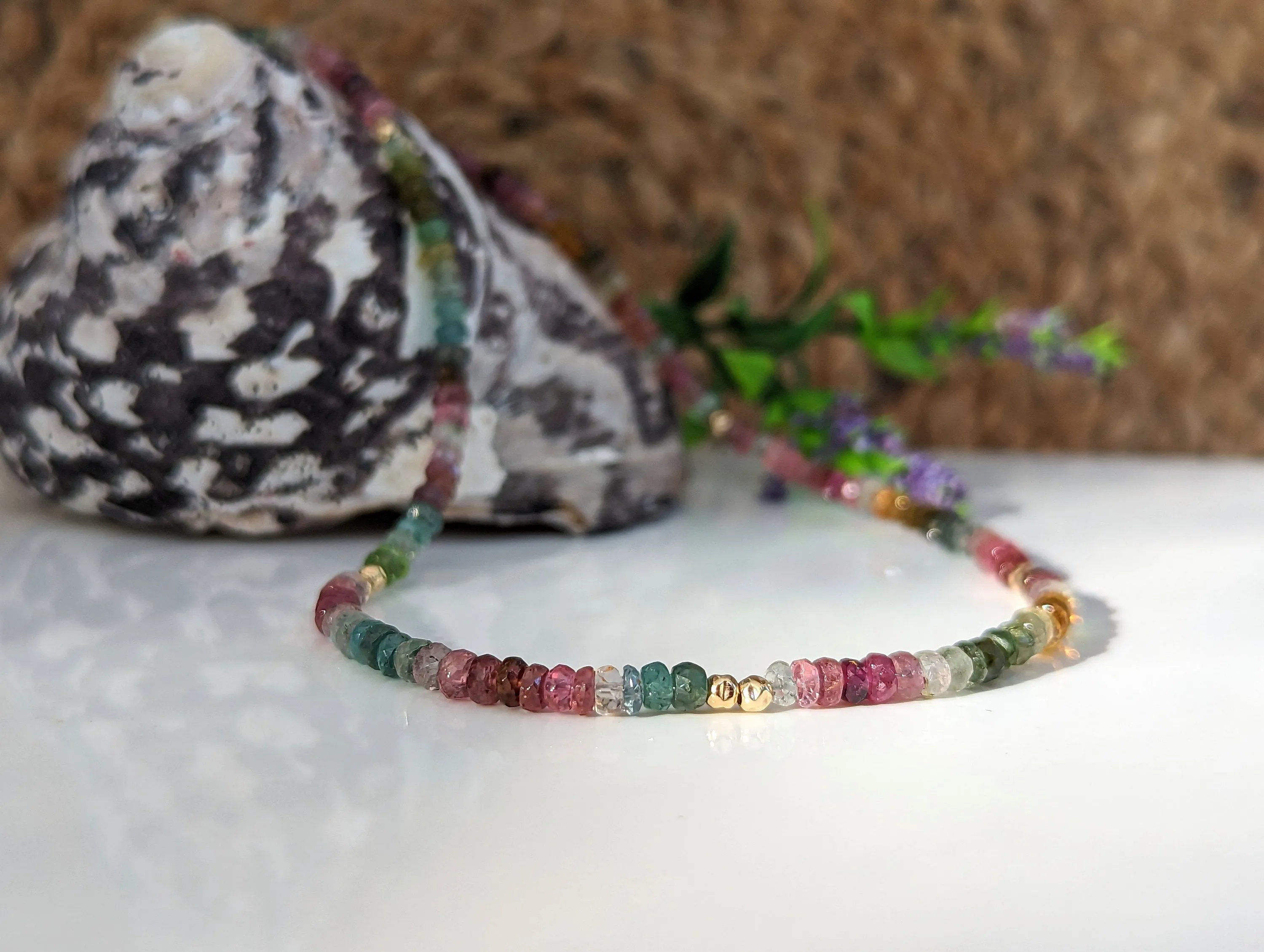 Multi Tourmaline bead necklace