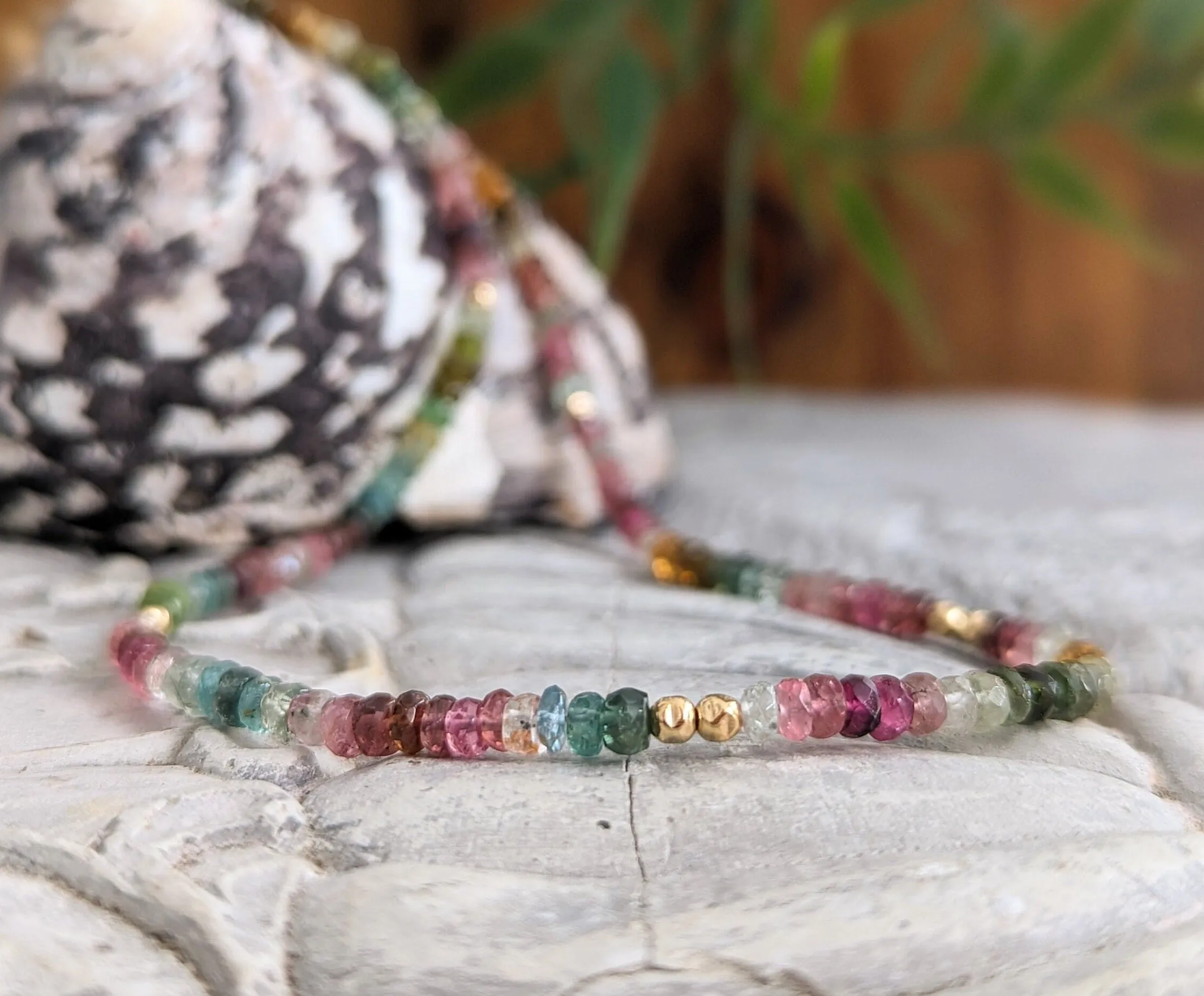 Multi Tourmaline bead necklace