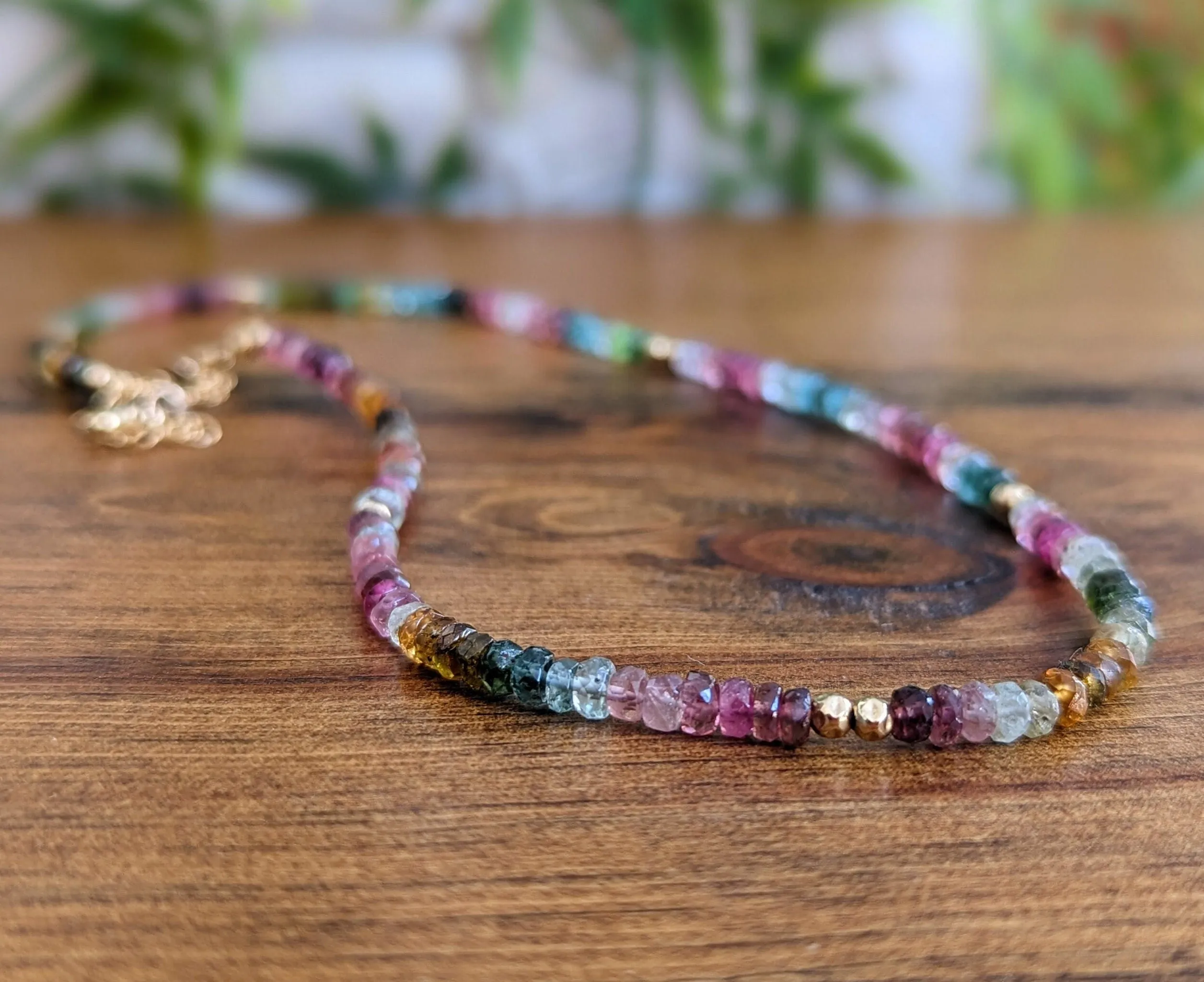 Multi Tourmaline bead necklace